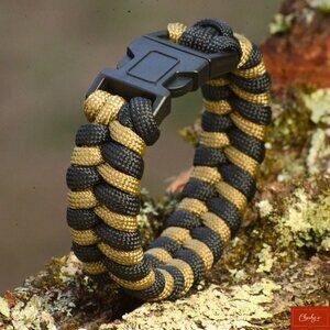 Men’s Black Khaki 550 Paracord Bracelet 6.75" Wrist Handmade USA (ID185)